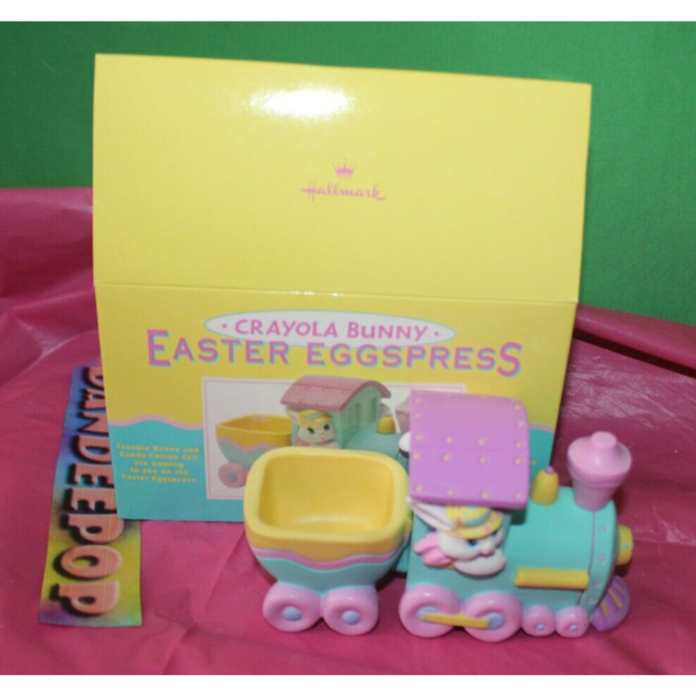 Vintage Crayola Bunny Easter Eggspress 1993 Hallmark Easter Treat Holder In Box